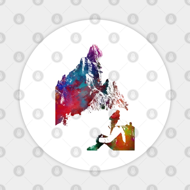 mountaineer climbing sport art #mountaineer #climbing #sport Magnet by JBJart